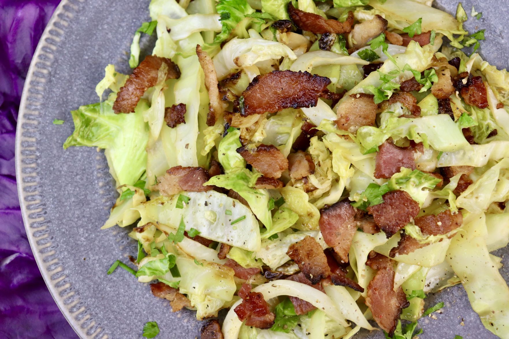 Bacon, Onion and Cabbage Saute